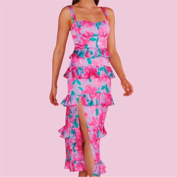 Show Me Your MuMu Dresses & Skirts - Show Me Your MuMu Monique Floral Tiered Ruffle Midi Dress